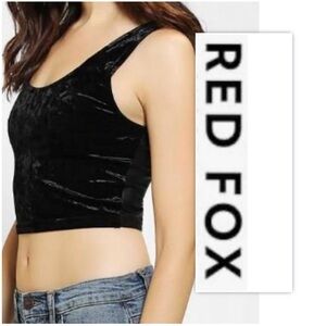 Red Fox Black Stretch Velour Cropped Tank
